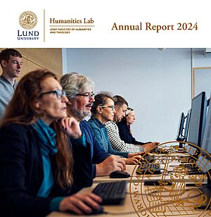 front page, showing a row of people in front of computers